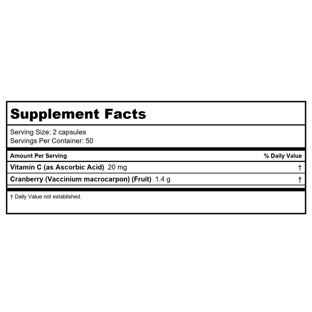 Now Foods Cranberry Caps 100 Vcaps - 3230 - 2 Pack - Supplement Facts panel