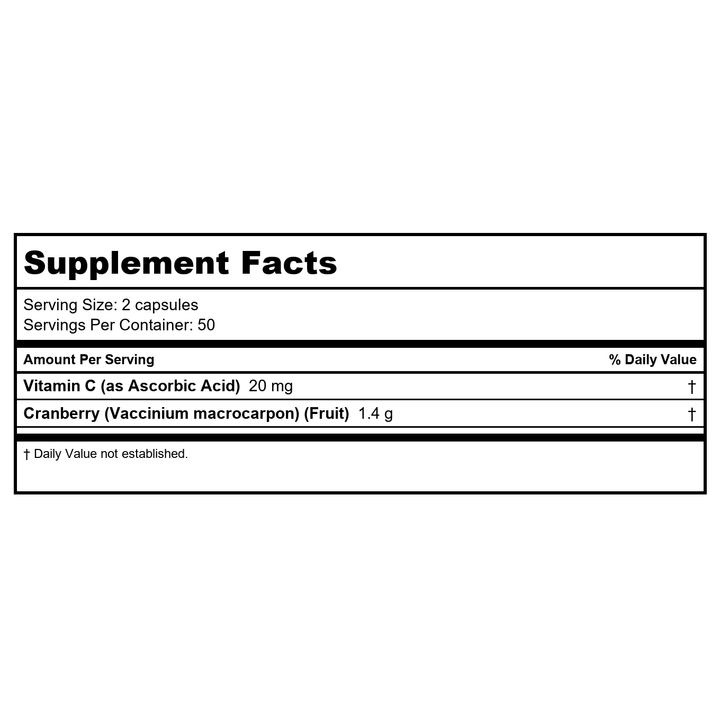 Now Foods Cranberry Caps 100 Vcaps - 3230 - 2 Pack - Supplement Facts panel