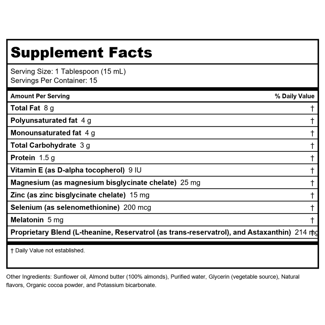 NeuroScience Kavinace OS Chocolate Coconut 8oz - Supplement Facts panel