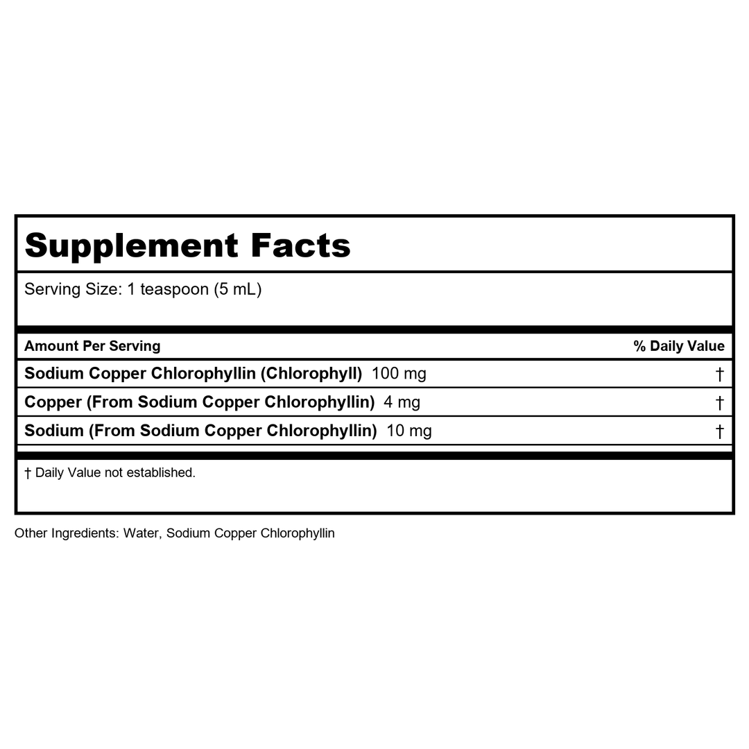 Now Foods Liquid Chlorophyll 16oz - 2644 - 2 Pack - Supplement Facts panel
