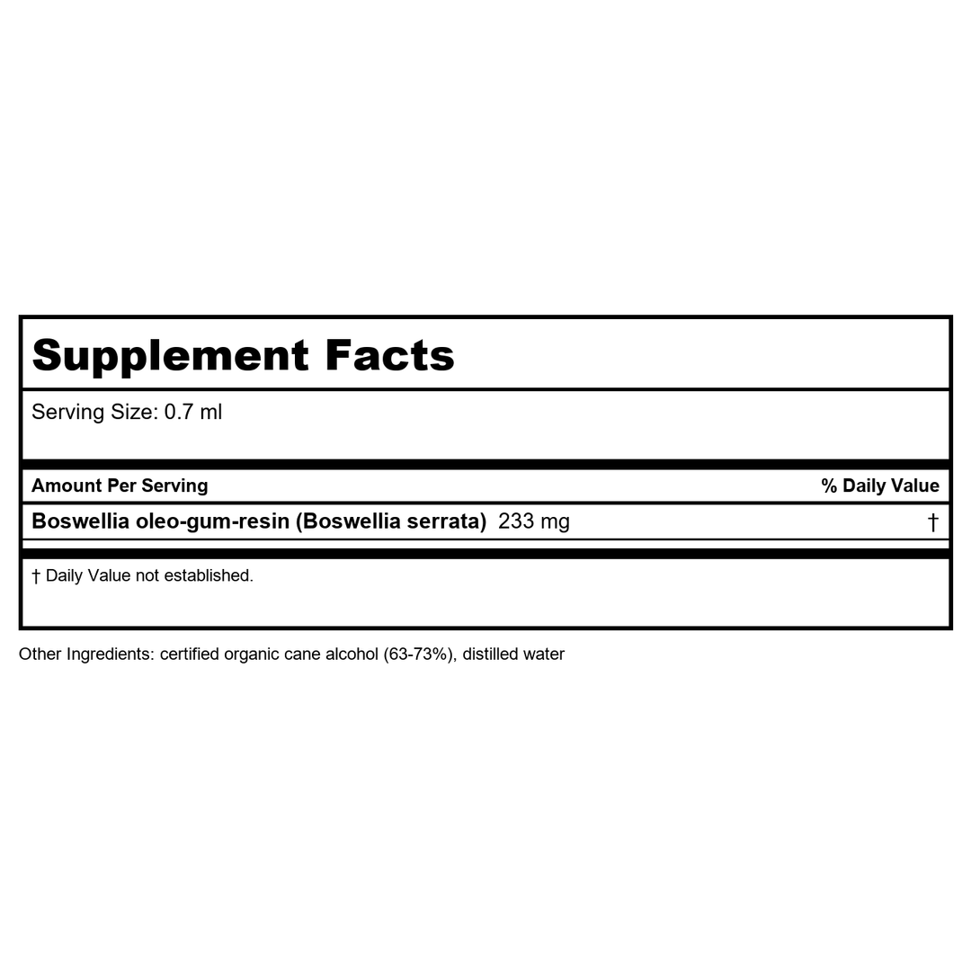 Herb Pharm Boswellia 1oz - Supplement Facts panel