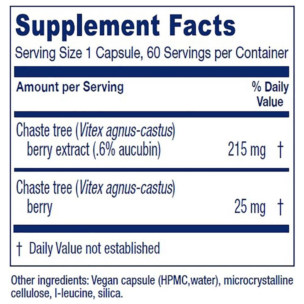 Vitanica Chaste Tree Berry 60 Vcaps - Supplement Facts panel