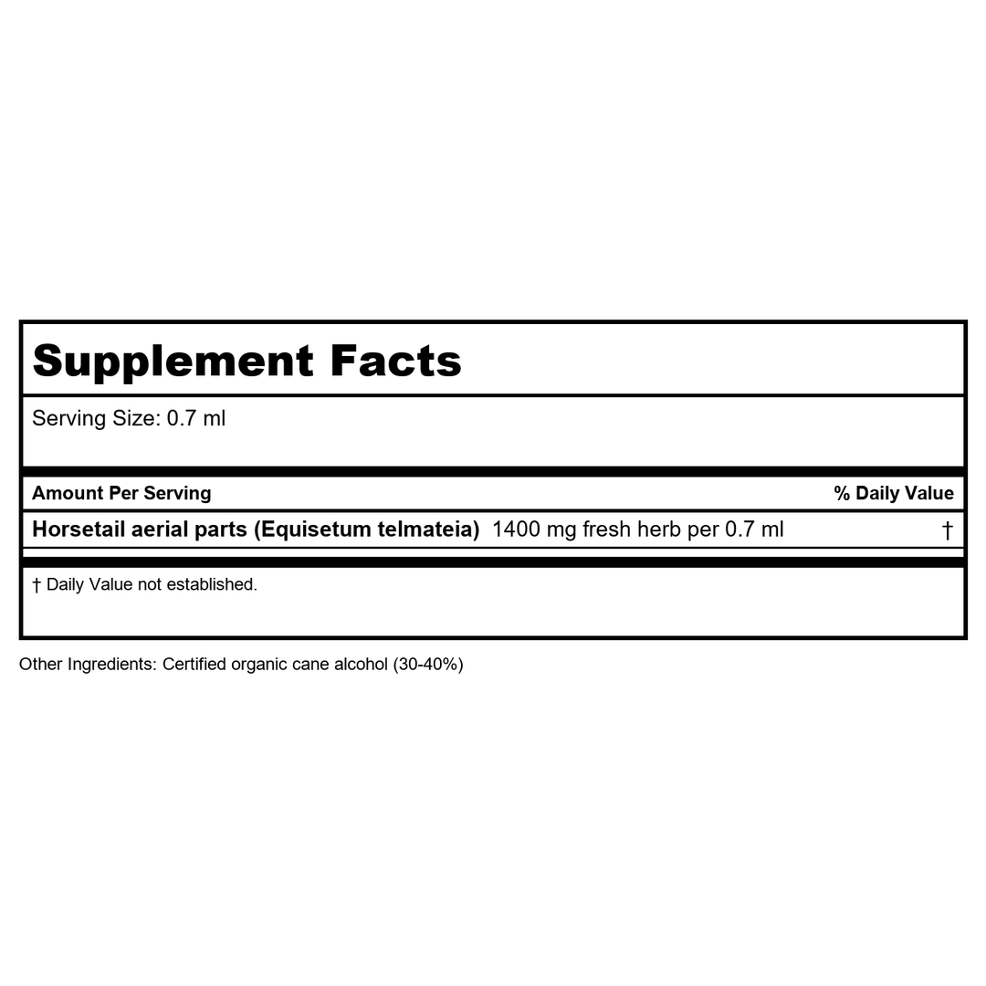 Herb Pharm Horsetail 4oz - Supplement Facts panel