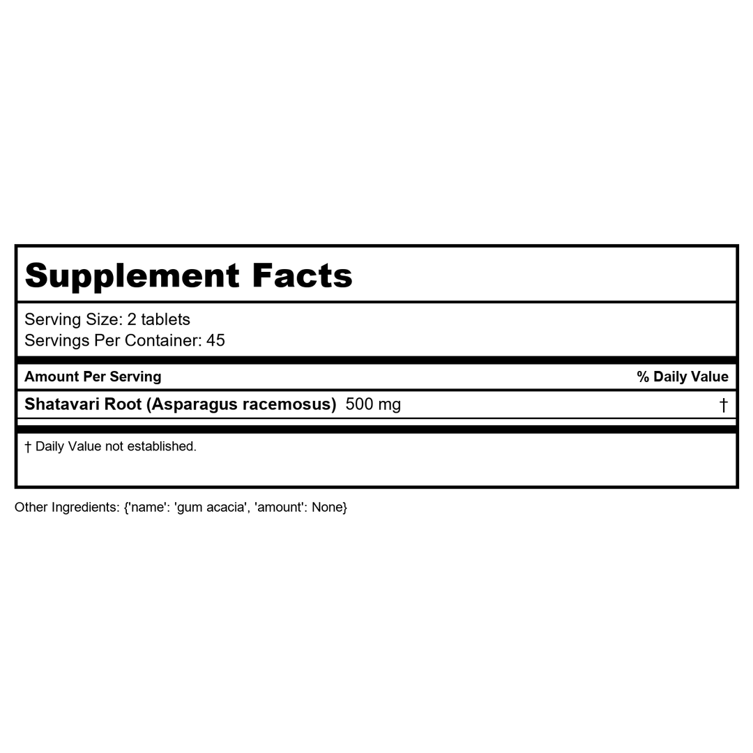 Banyan Botanicals Shatavari Liquid 1oz - Supplement Facts panel