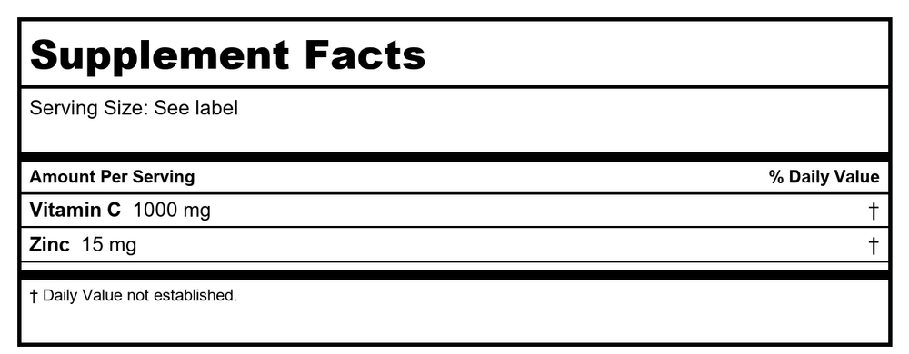 Protocol For Life Balance C-1000 + Zinc-15 120 Vcaps - Supplement Facts panel