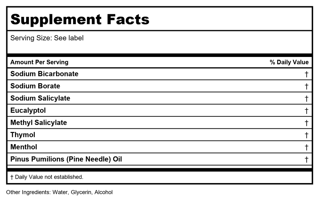 Heritage Alka-Thyme Mouthwash 16 oz  PN 11111 - Supplement Facts panel