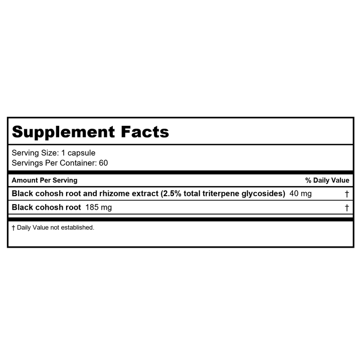 Vitanica Black Cohosh 60 Vcaps - Supplement Facts panel