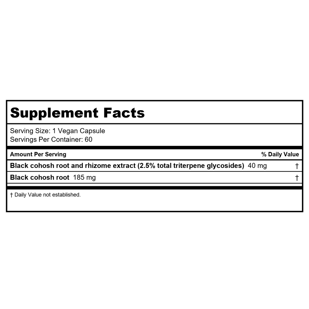 Vitanica Black Cohosh 120 Vcaps - Supplement Facts panel
