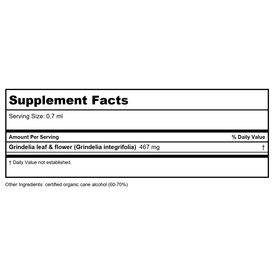 Herb Pharm Grindelia 1oz - Supplement Facts panel