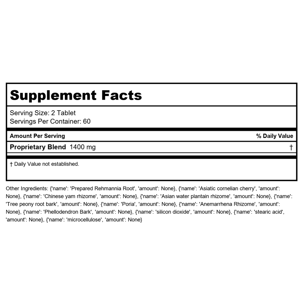 Kan Herbals Temper Fire 300 Tablets - Supplement Facts panel