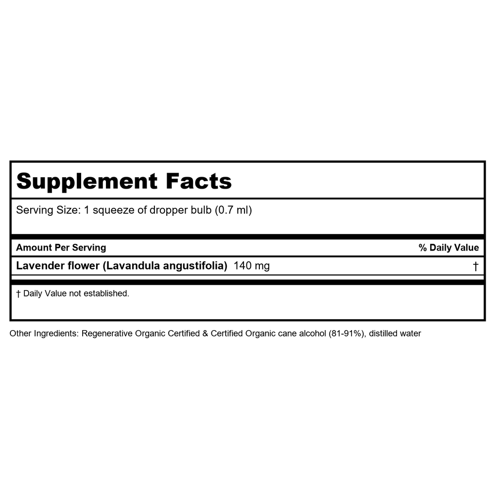 Herb Pharm Lavender 1oz - 2 Pack - Supplement Facts panel