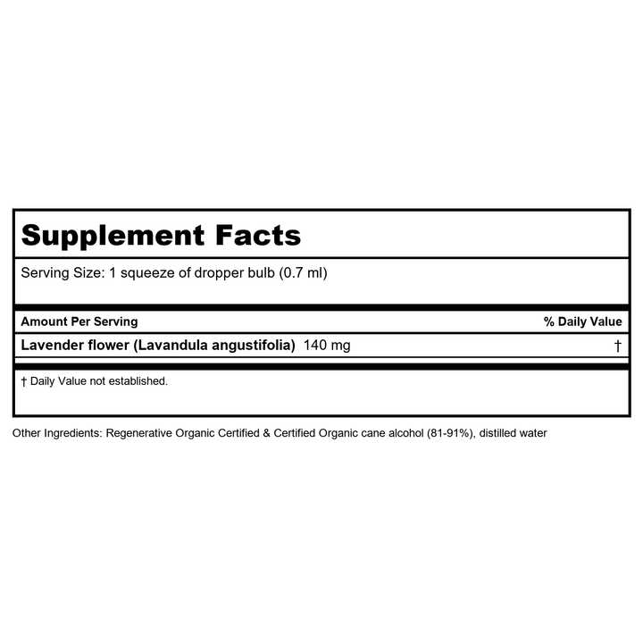 Herb Pharm Lavender 1oz - 2 Pack - Supplement Facts panel