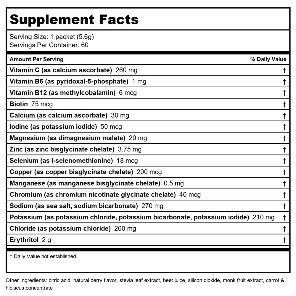 Jigsaw Electrolyte Supreme Berry-Licious 60 Servings - - Supplement Facts panel