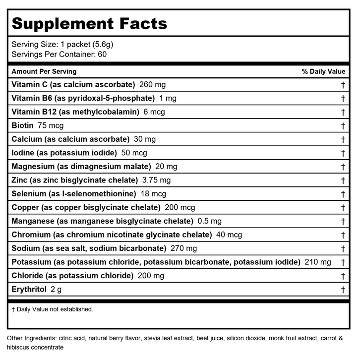 Jigsaw Electrolyte Supreme Berry-Licious 60 Servings - - Supplement Facts panel
