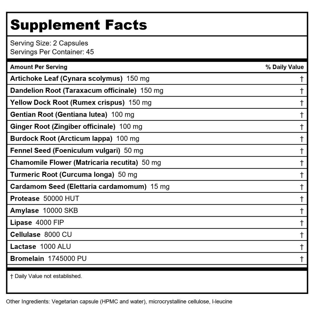 Vitanica Bitters Extra 90 Vcaps - Supplement Facts panel