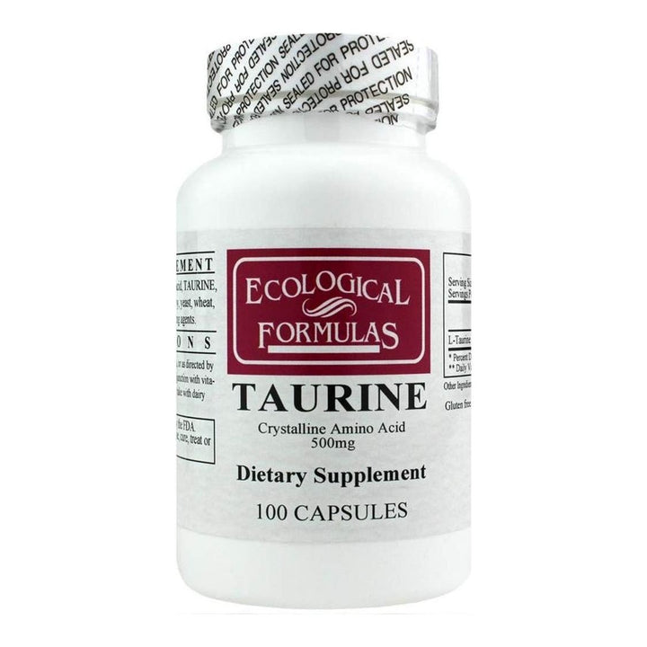 Ecological Formulas L-Taurine 500 mg 100 Capsules - Supplement Facts panel