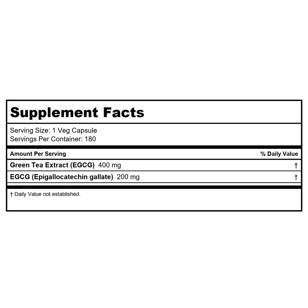 Now Foods EGCg Green Tea Extract 400 mg 180 Vcaps - 4757 - 3 Pack - Supplement Facts panel