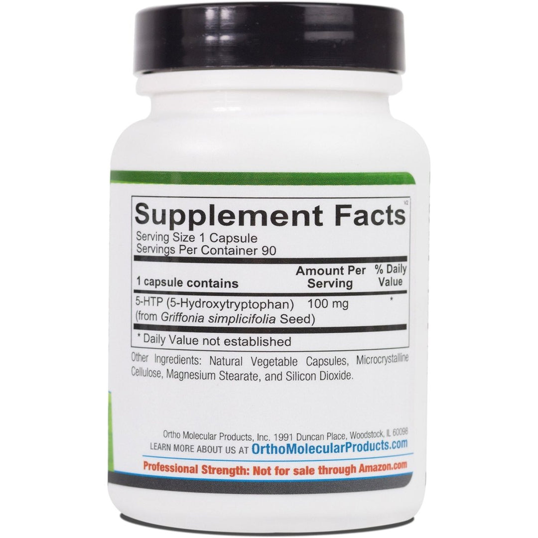 Ortho Molecular 5-HTP 100mg 90 Cap - Supplement Facts panel
