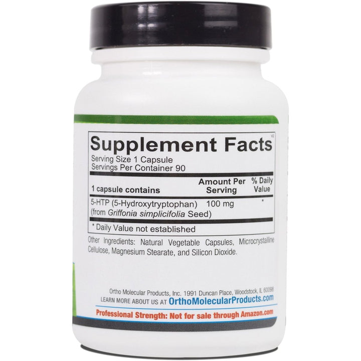 Ortho Molecular 5-HTP 100mg 90 Cap - Supplement Facts panel