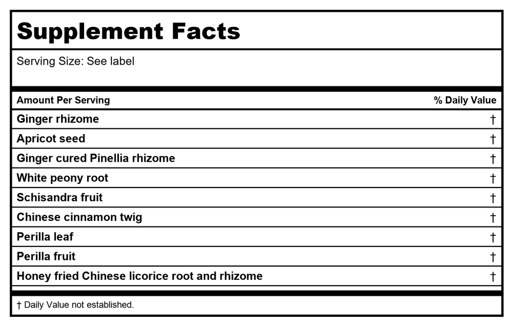 Kan Herb Traditionals Blue Green Lung Formula 120 Tab - Supplement Facts panel