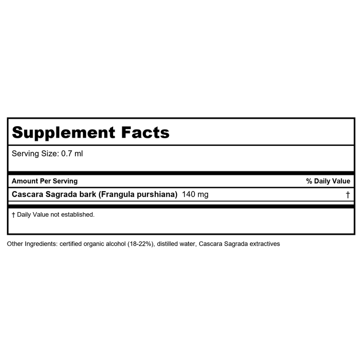 Herb Pharm Cascara Sagrada 1oz - Supplement Facts panel
