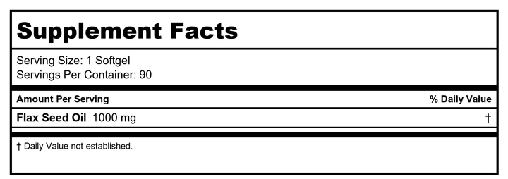 Ecological Formulas Flax Seed Oil 90 Softgels - Supplement Facts panel
