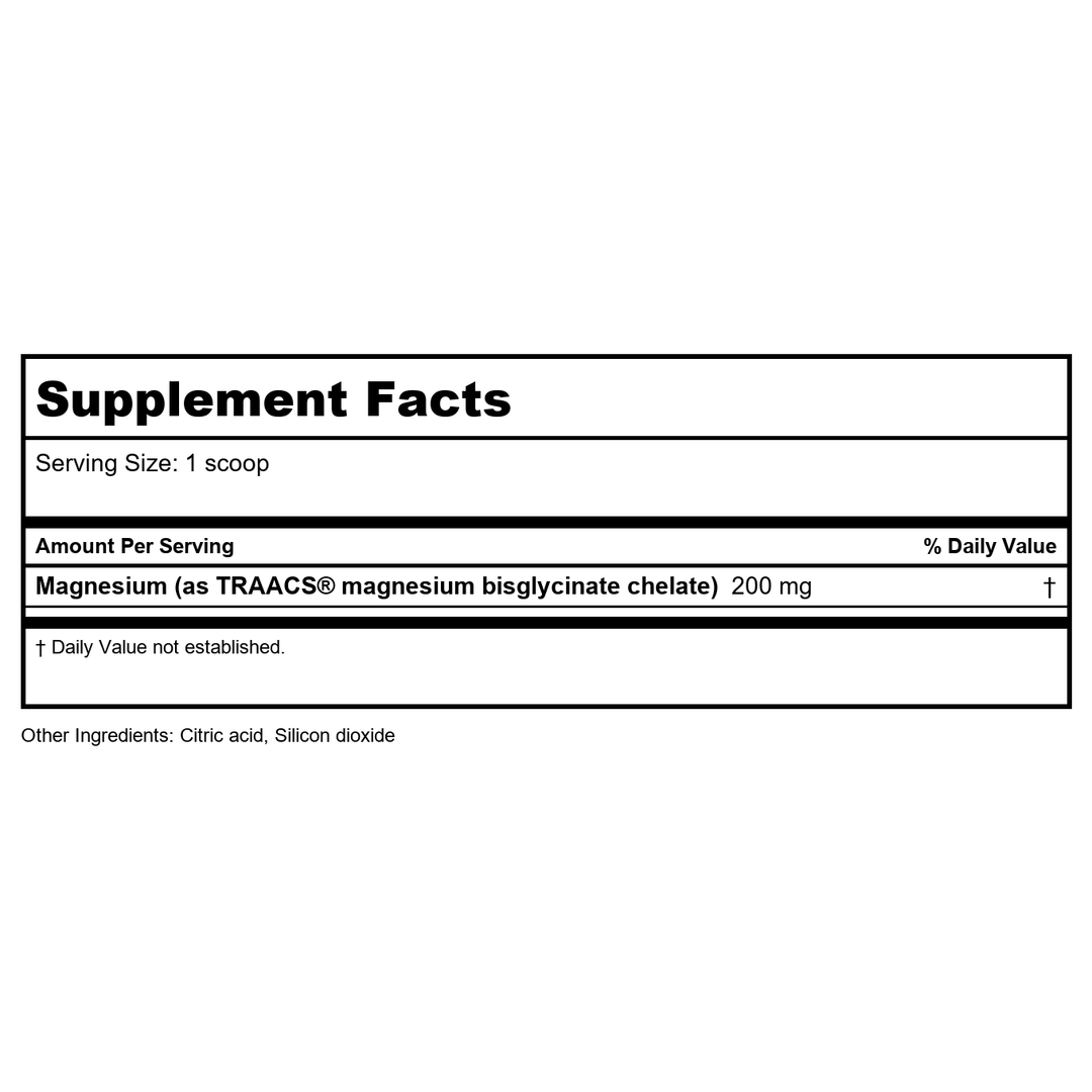 Klaire Labs Magnesium Chelate Powder 10.58 oz - Supplement Facts panel