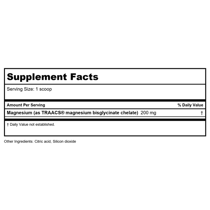 Klaire Labs Magnesium Chelate Powder 10.58 oz - Supplement Facts panel