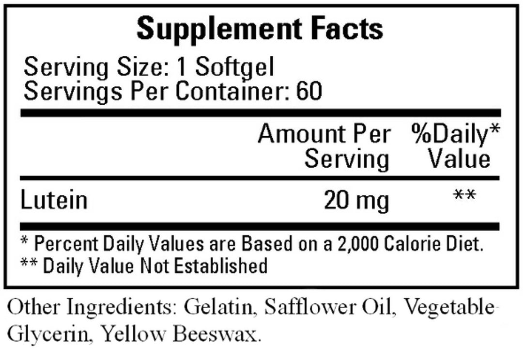 Cardiovascular Research Lutein 60 Softgels - 3 Pack - Supplement Facts panel