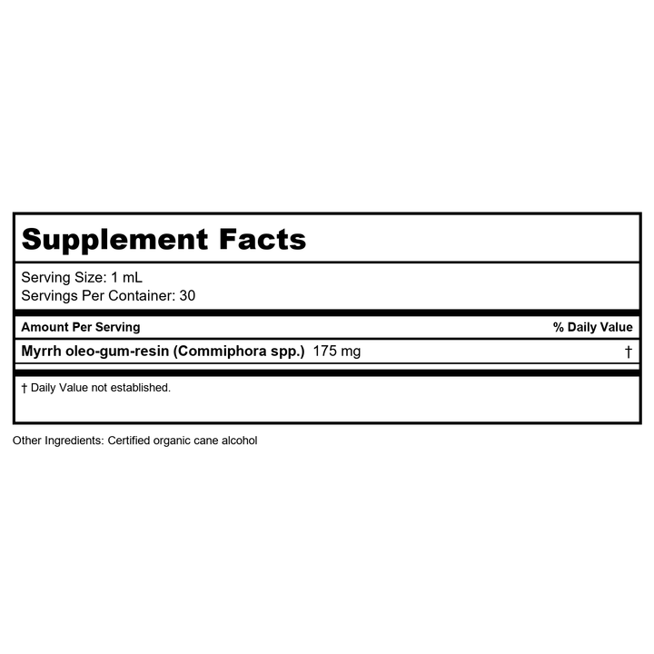 Herb Pharm Myrrh 1oz - Supplement Facts panel