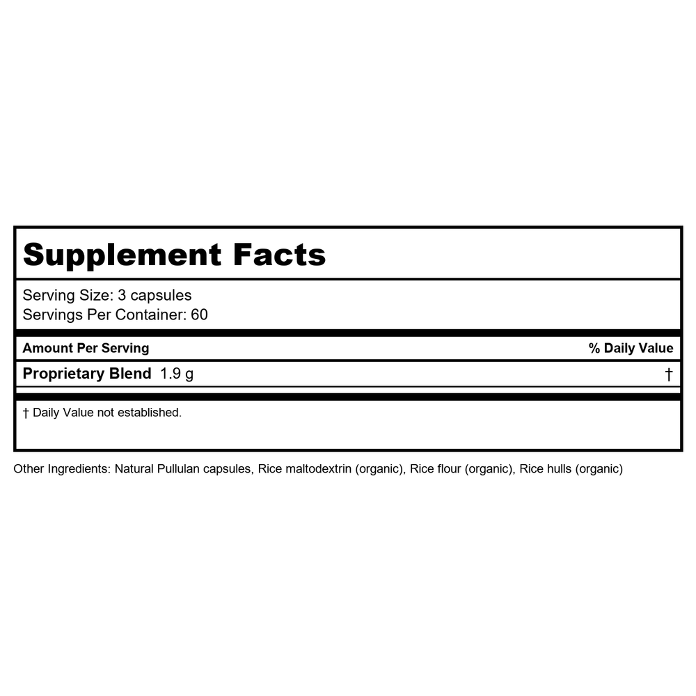 Ortho Molecular Indigo Greens 180cap - Supplement Facts panel