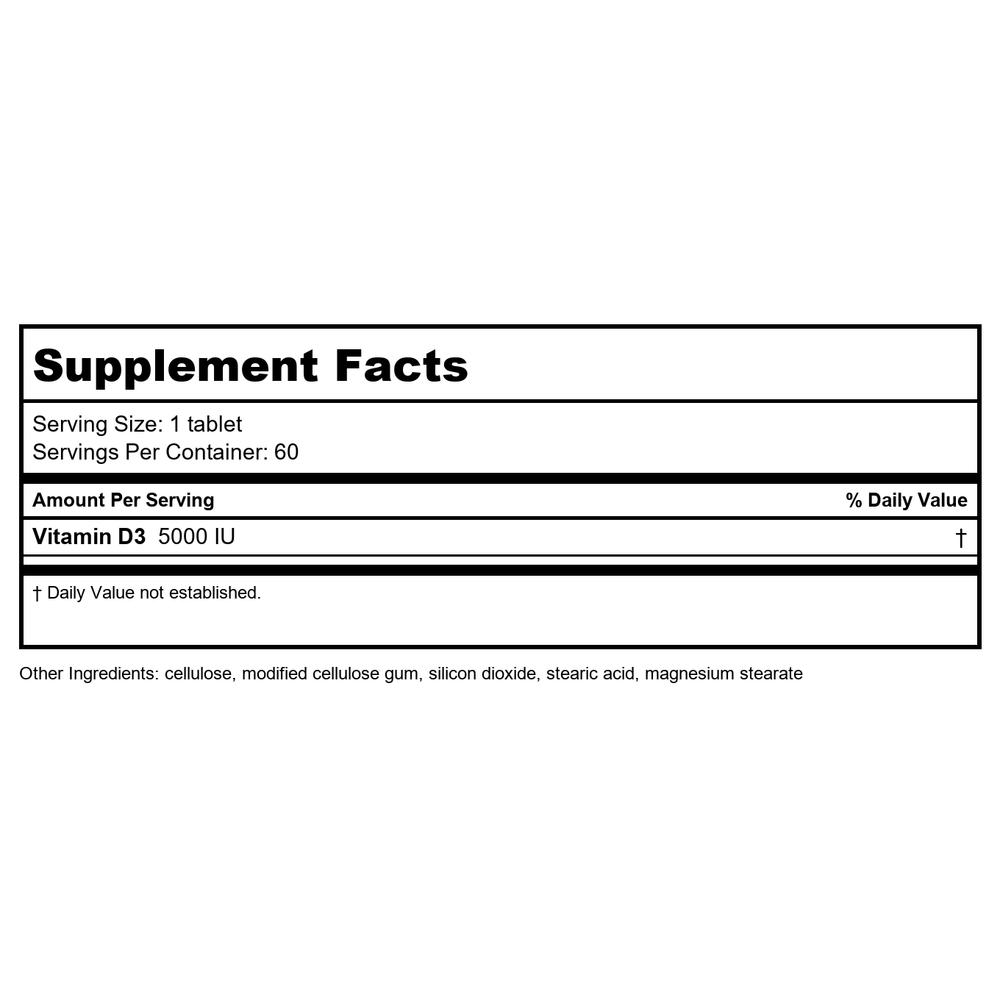 Anabolic Laboratories Clinical D3 60 Vtabs - Supplement Facts panel