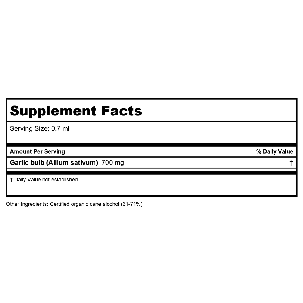 Herb Pharm Garlic 1oz - Supplement Facts panel