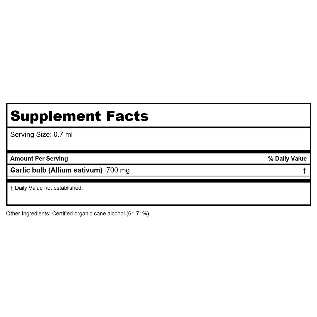 Herb Pharm Garlic 1oz - Supplement Facts panel