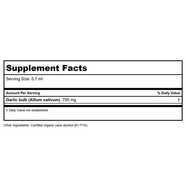 Herb Pharm Garlic 1oz - Supplement Facts panel