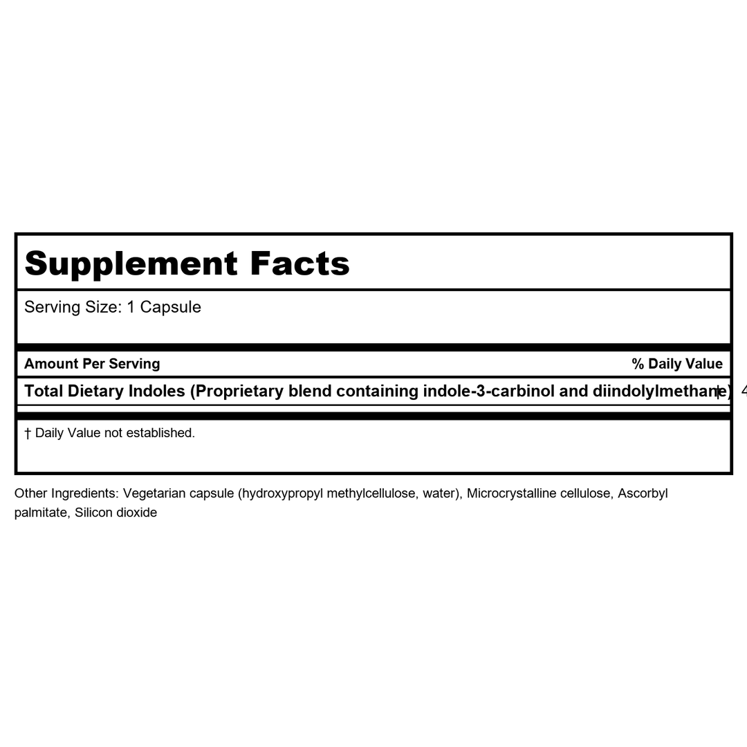 Klaire Labs Indole Forté 60 Vcaps - Supplement Facts panel