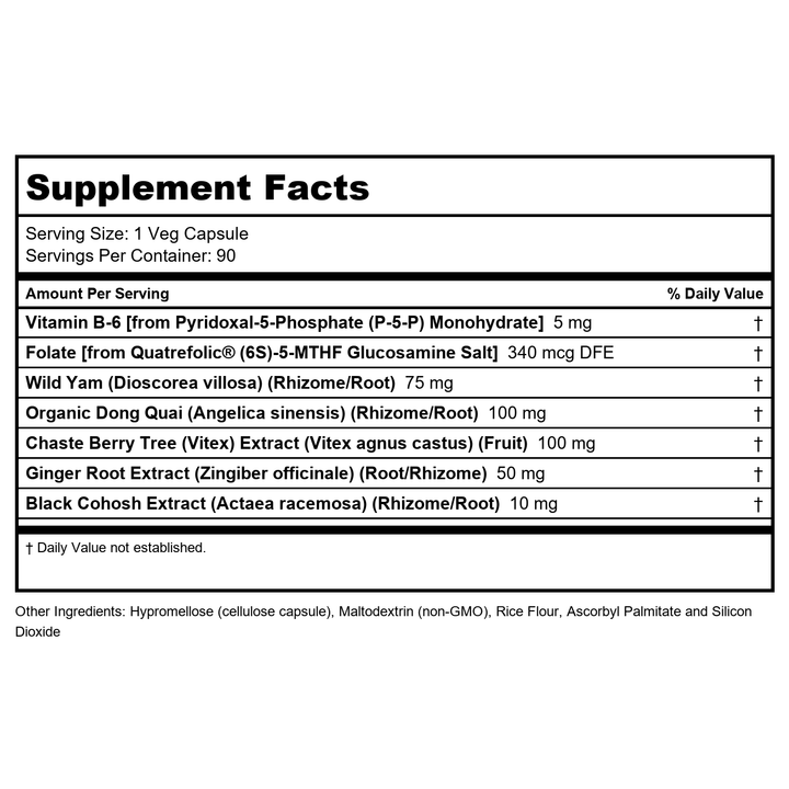 Now Foods Female Balance 90 Vcaps - 3295 - 2 Pack - Supplement Facts panel