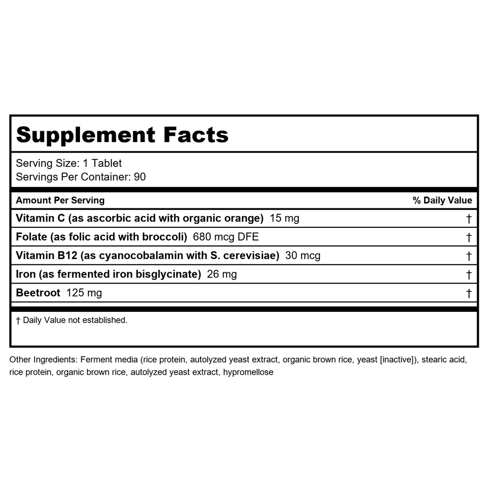 Innate Response Iron Response 90 Tablets - Supplement Facts panel
