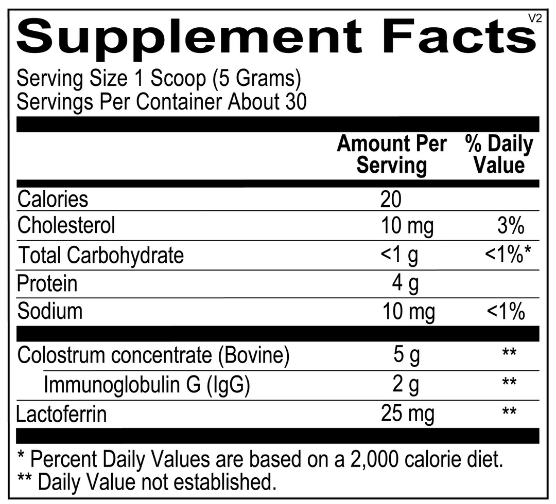 Ortho Molecular IgG Protect Powder 150 Grams 5.29 oz - Supplement Facts panel