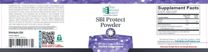 Ortho Molecular SBI Protect Powder 2.6 oz - Supplement Facts panel