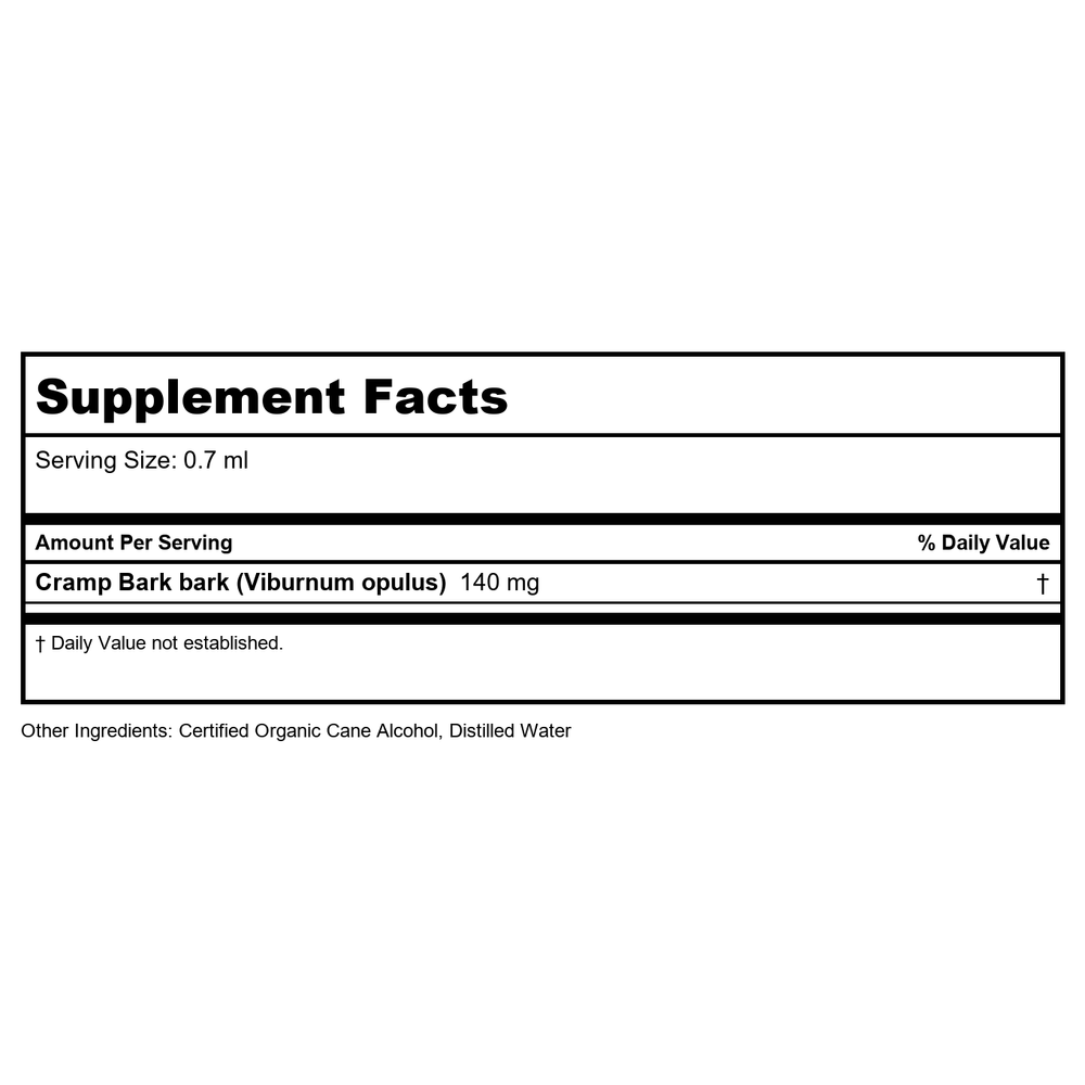 Herb Pharm Cramp Bark 4oz - Supplement Facts panel