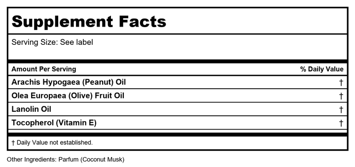 Heritage Aura Glow Coconut Musk 8oz - Supplement Facts panel