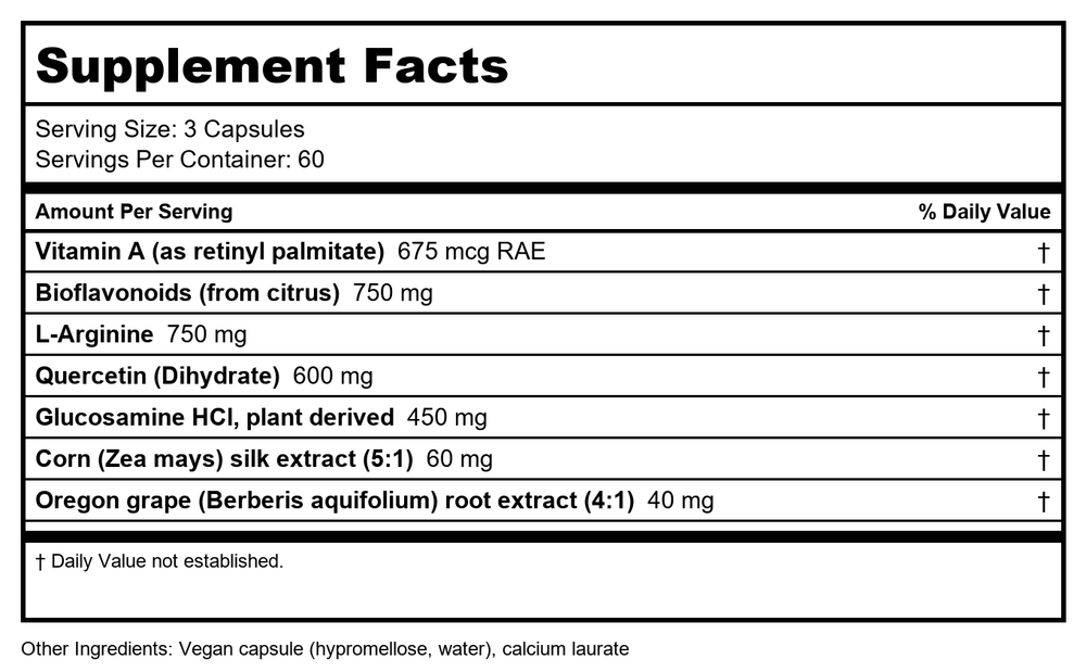 Vitanica Bladder Ease 180 Vcaps - Supplement Facts panel