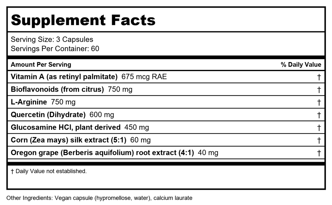 Vitanica Bladder Ease 180 Vcaps - Supplement Facts panel