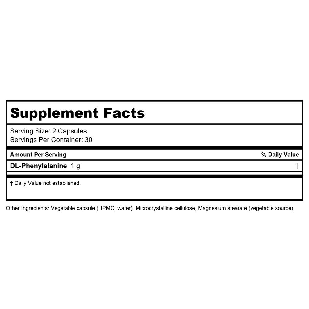 NeuroScience Focus DL 60 Capsules - Supplement Facts panel