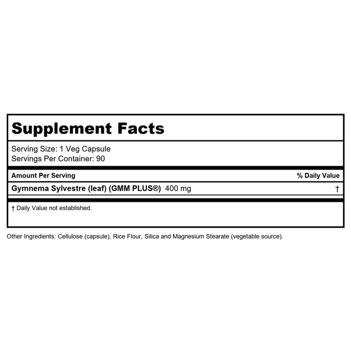 Now Foods Gymnema Sylvestre 400 mg 90 Vcaps - 4707 - 3 Pack - Supplement Facts panel