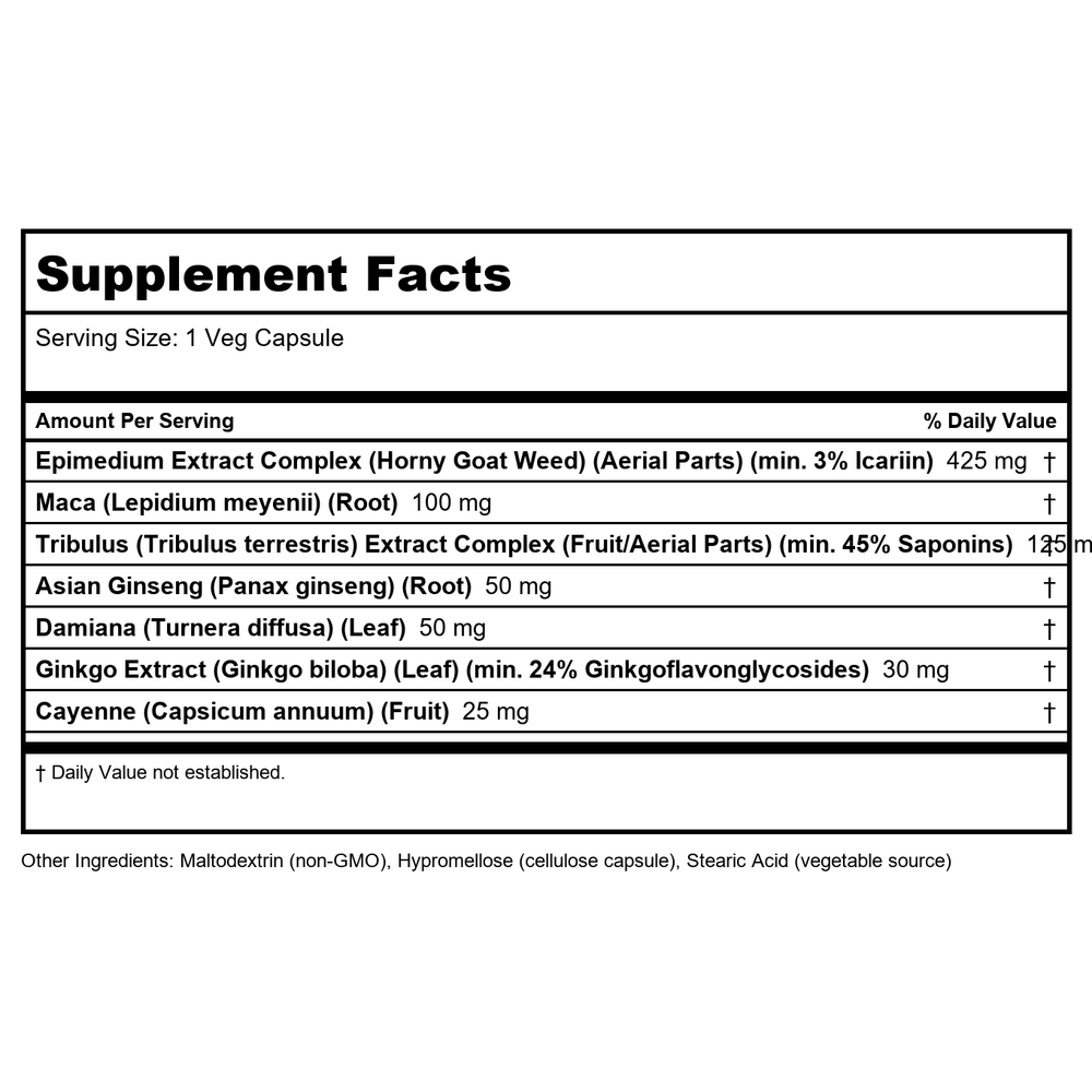 Now Foods Men's Virility Power 60 Vcaps - 3328 - - Supplement Facts panel