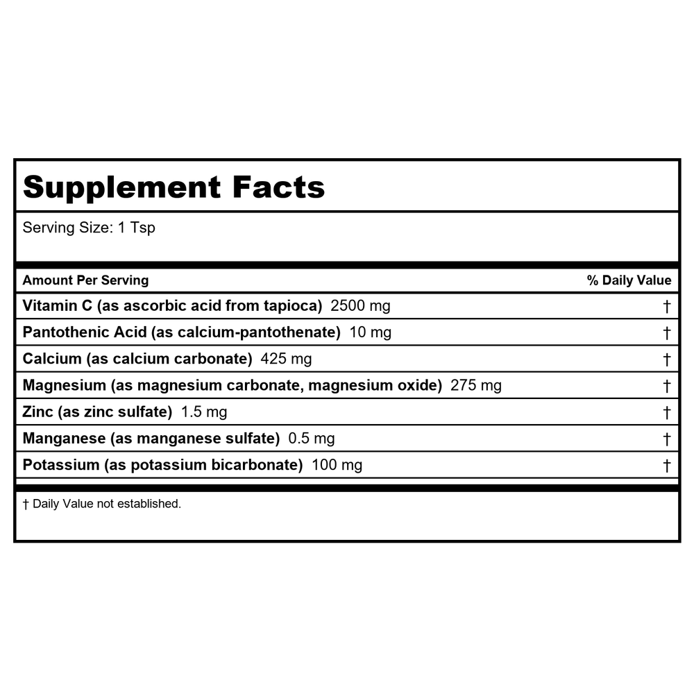 Ecological Formulas Buffered C Crystals Non-Corn 250 Grams - 2 Pack - Supplement Facts panel