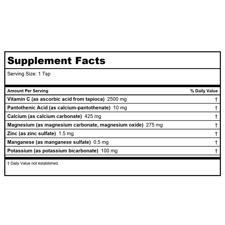 Ecological Formulas Buffered C Crystals Non-Corn 250 Grams - 2 Pack - Supplement Facts panel