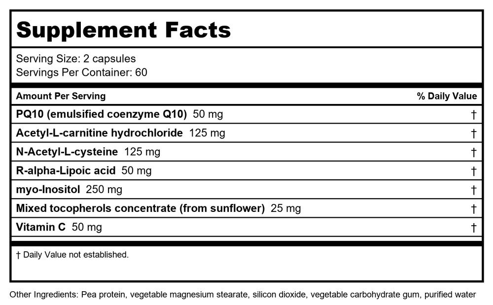 NFH Oocyte SAP 120 Capsules - Supplement Facts panel